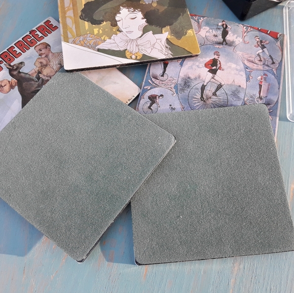 Coaster Set 6 Vintage Drink Coasters Box French - Picture 12 of 16